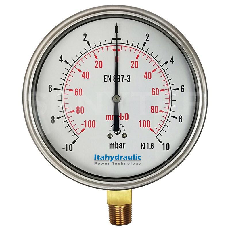 VACUOMETRO DIAFRAGMA -25+0 MILIBAR -25+0 mBAR-mmH2O 100 mm 1-2 NPT ABAJO